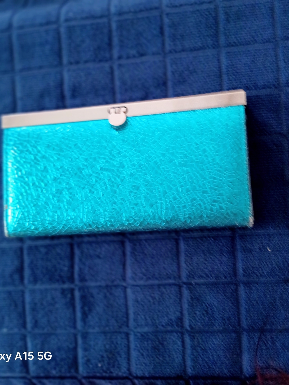 Sleek Turquoise Metallic Clutch Wallet
